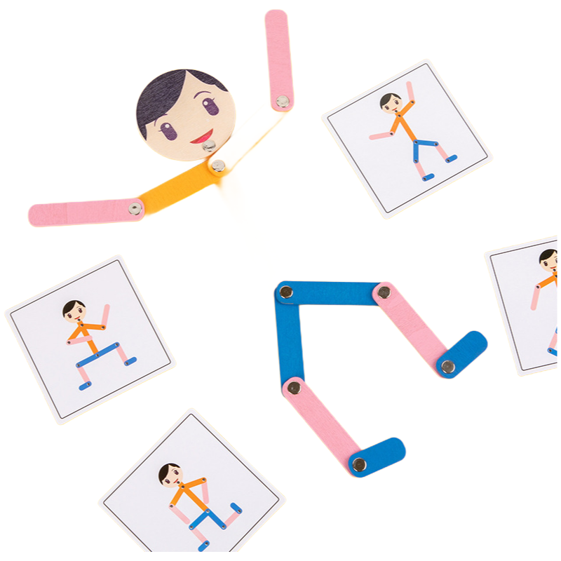 Premium Wooden Sports Figurines Puzzle Toys for Kids - Creative Flexible Educational Play Set