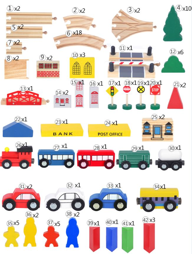 EN71 Certified Wooden Train Track Set - 100PCS Pine Wood DIY Toy Railway System
