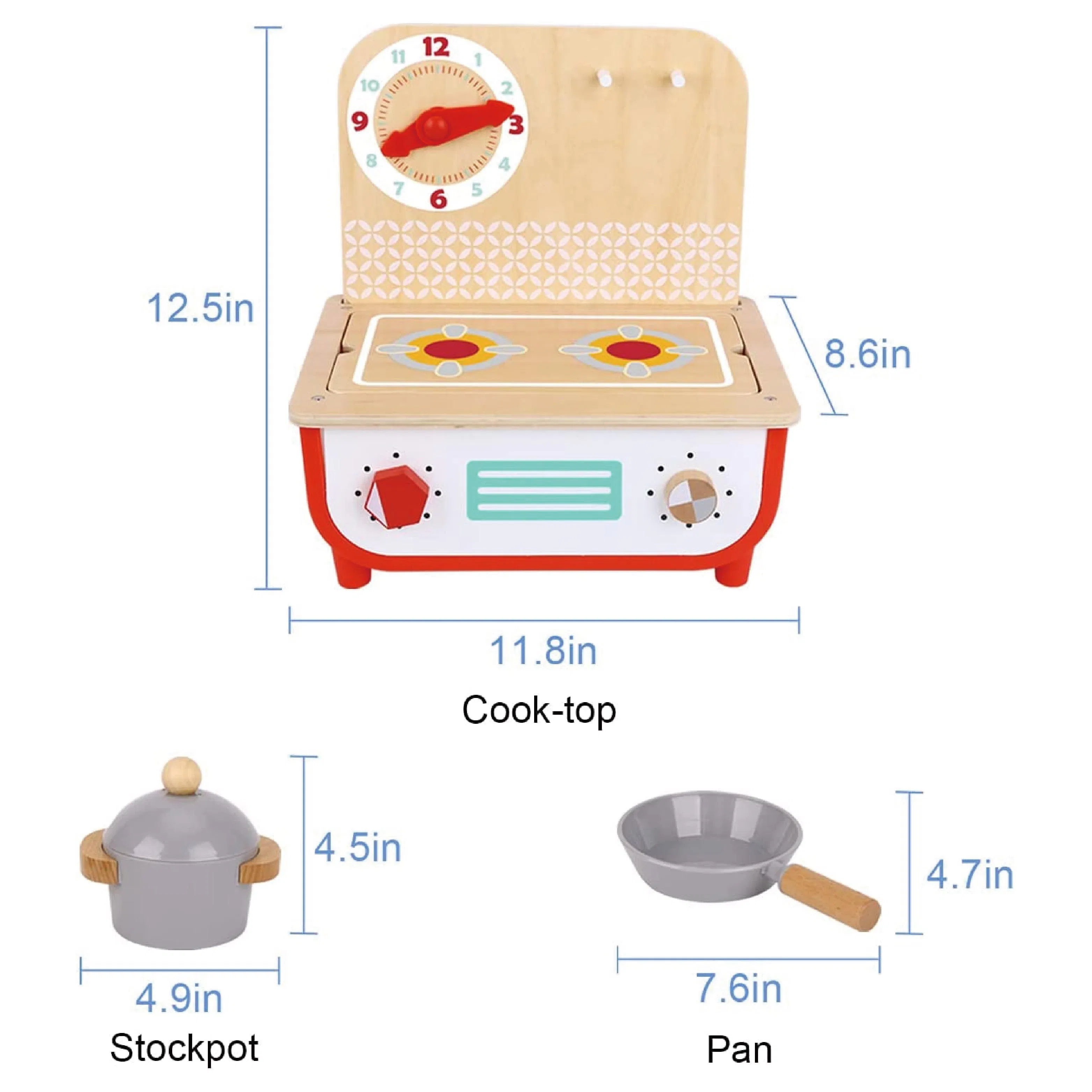 Wooden Kitchen Play Set for Kids - Pretend Cooking Toys with Utensils & Accessories