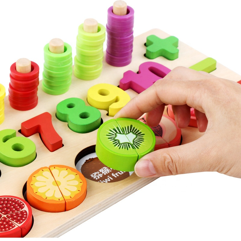 Wooden Educational Number Geometry Puzzle Board Toy for Toddlers Learning