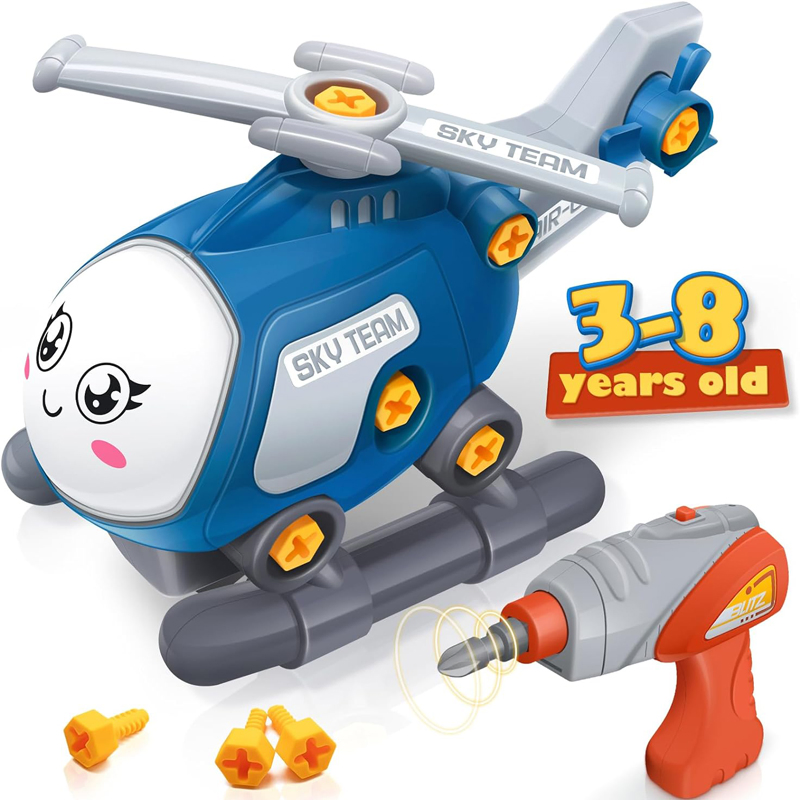 KSL808108 DIY Take Apart Helicopter Toy for Kids - Educational STEM Building Toy with Electric Motor