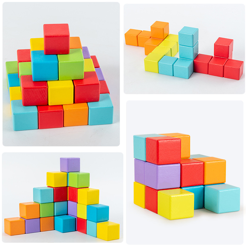 High Quality Wooden Building Blocks Puzzle Cube for Recreation and Promotion