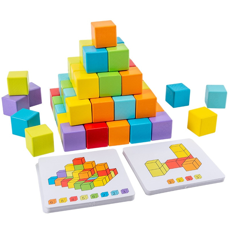 High Quality Wooden Building Blocks Puzzle Cube for Recreation and Promotion