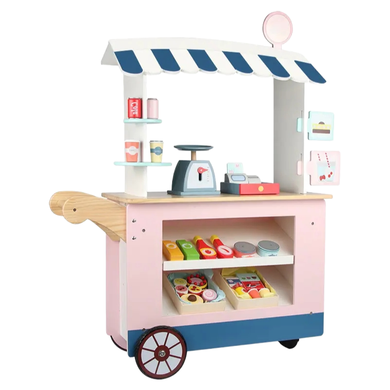 Wholesale Wooden Pink Shopping Cart Toy for Kids - Pretend Play Educational Toys Supplier