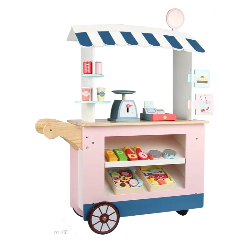 Wholesale Wooden Pink Shopping Cart Toy for Kids - Pretend Play Educational Toys Supplier