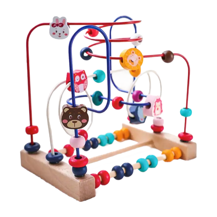 Premium Wooden Fruit Bead Maze Toy for Kids - Educational Puzzle Game for Motor Skills Development
