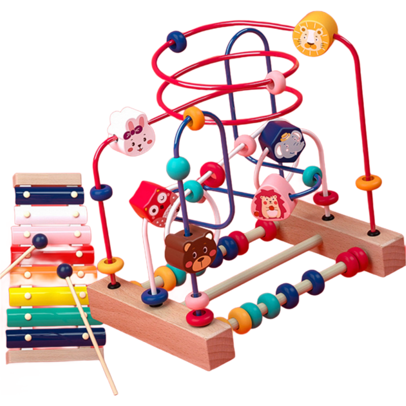 Premium Wooden Fruit Bead Maze Toy for Kids - Educational Puzzle Game for Motor Skills Development