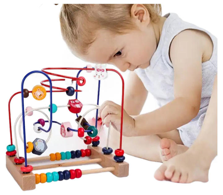 Premium Wooden Fruit Bead Maze Toy for Kids - Educational Puzzle Game for Motor Skills Development