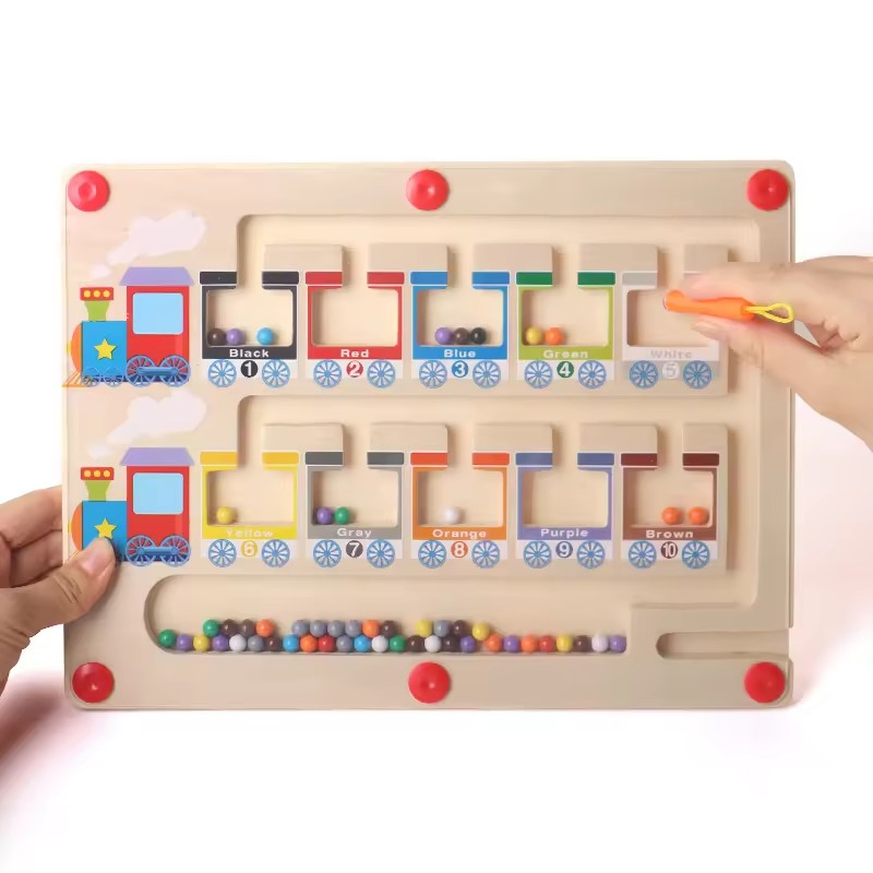 Factory Direct Wooden Train Shape Magnetic Color Classification Toy for Kids