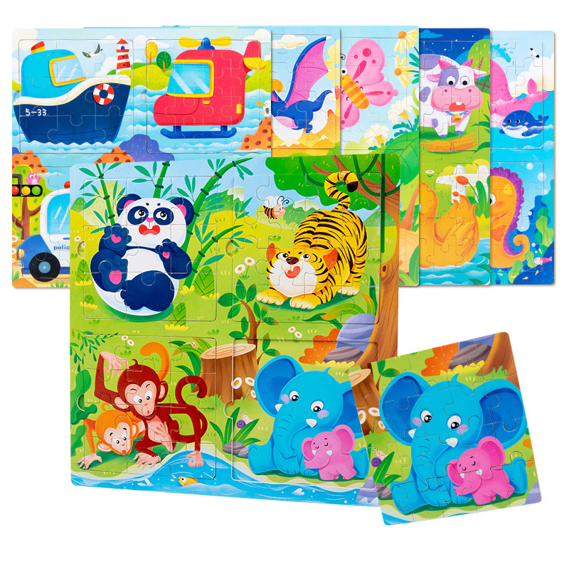 Safe Water Paint Wooden Animal Puzzle Toy for Kids Age 3+ Years Old