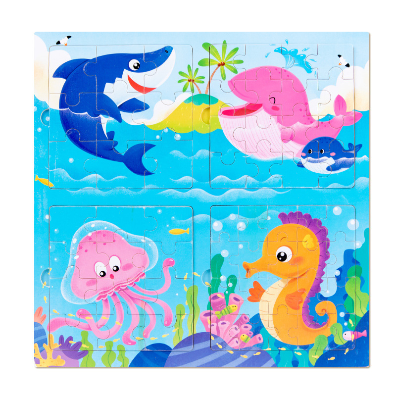 Safe Water Paint Wooden Animal Puzzle Toy for Kids Age 3+ Years Old