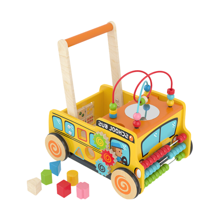 Wooden Push Pull Learning Walker Toy for Toddlers with Multiple Activities - OEM/ODM Available