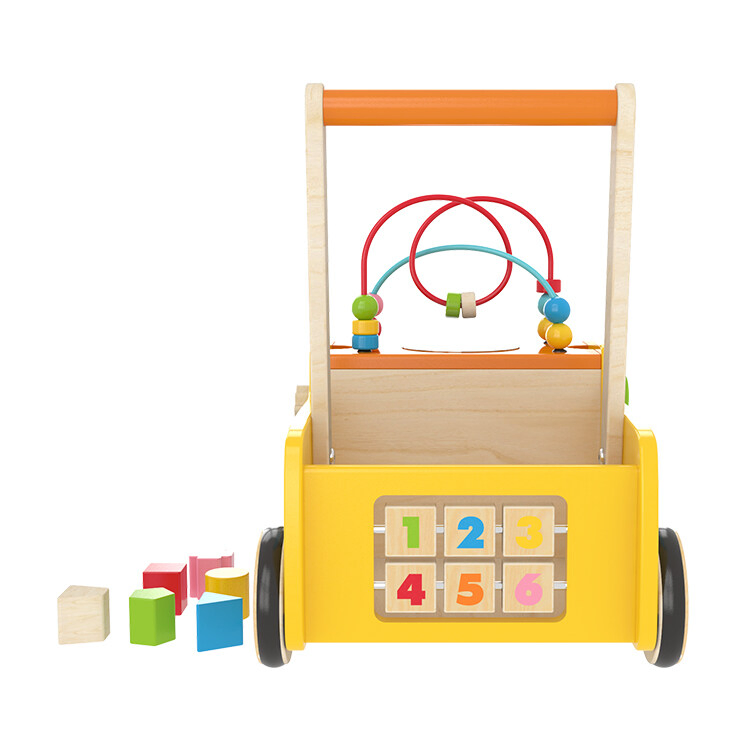 Wooden Push Pull Learning Walker Toy for Toddlers with Multiple Activities - OEM/ODM Available