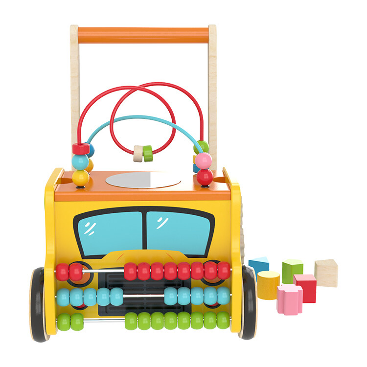 Wooden Push Pull Learning Walker Toy for Toddlers with Multiple Activities - OEM/ODM Available