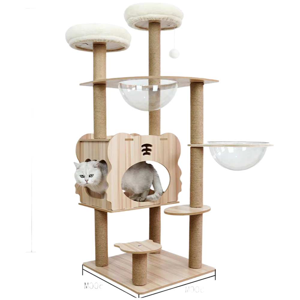 High Quality Customized Cat Tree with Plush and Wooden Material for Medium Cats
