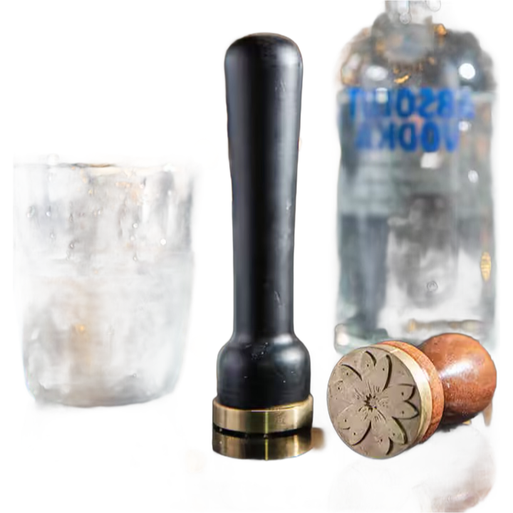 Custom Luxury Ice Stamp for Cocktail Bars - Stainless Steel & Wooden Handle Design