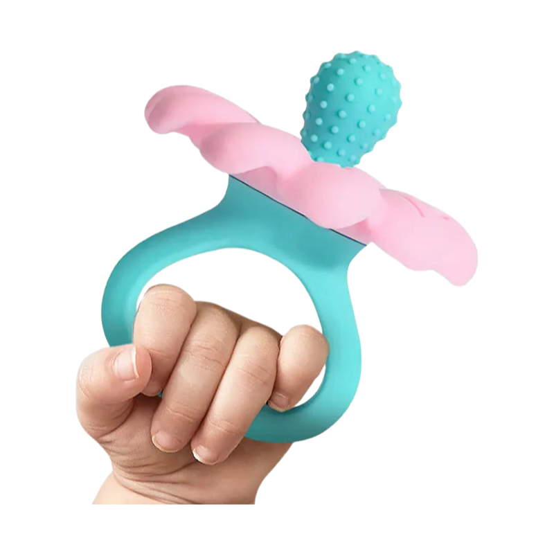 Factory Supply Soft Flexible Baby Teether Toy in Flower Design 78x72x78mm Size