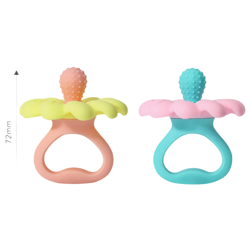 Factory Supply Soft Flexible Baby Teether Toy in Flower Design 78x72x78mm Size
