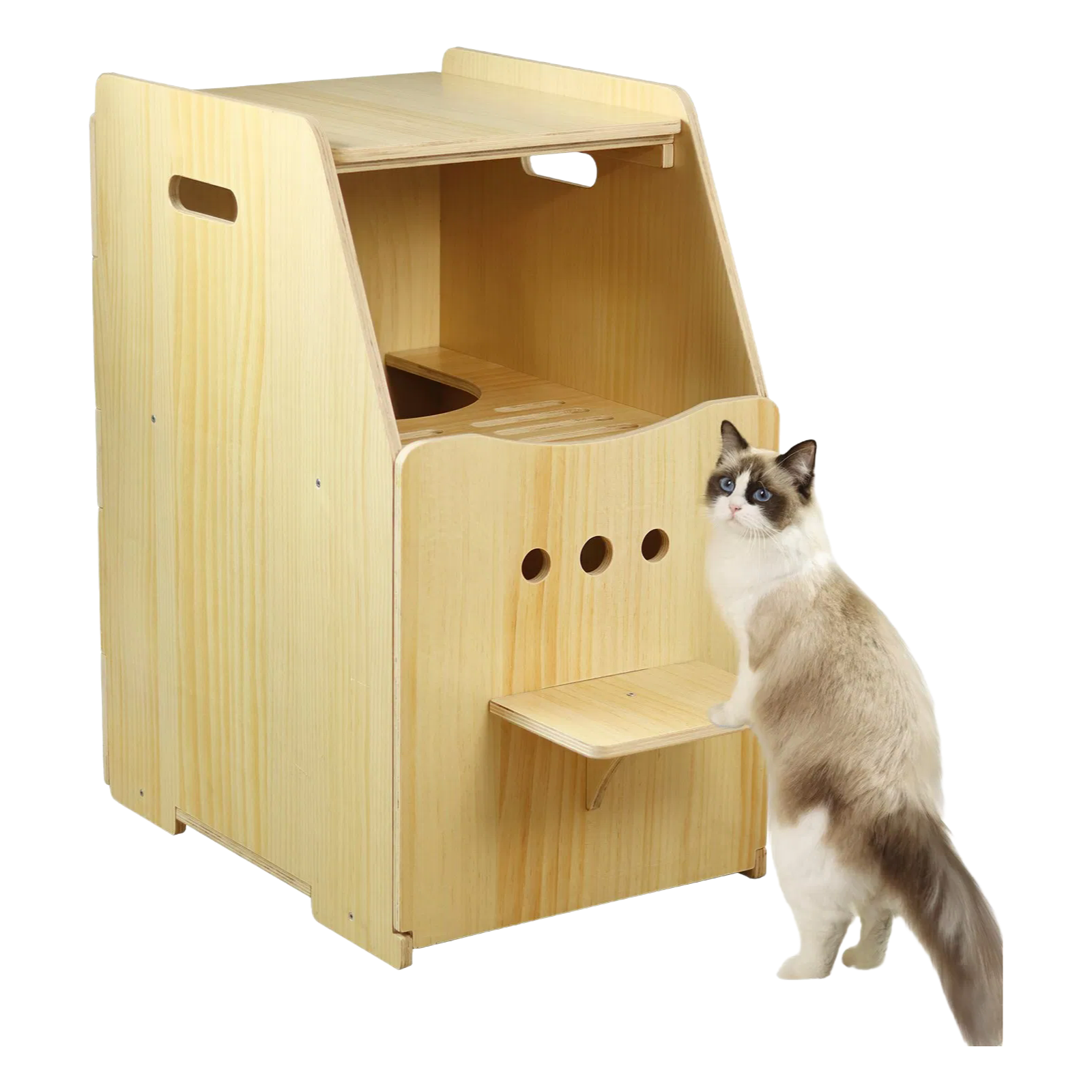 Eco-Friendly Wooden Cat Toilet Box Medium Size - Factory Direct Supply