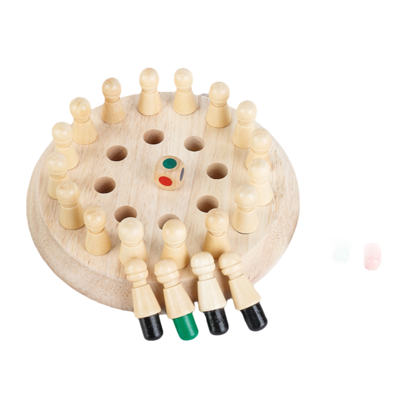 Non-Toxic Memory Chess Puzzle Toy - Beech Wood Educational Game for Logical Thinking