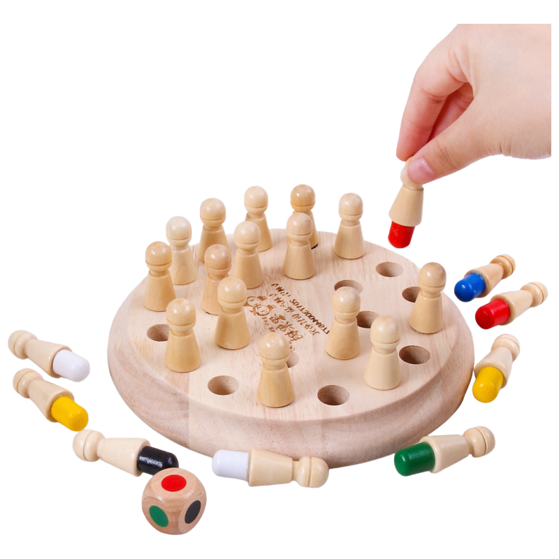 Non-Toxic Memory Chess Puzzle Toy - Beech Wood Educational Game for Logical Thinking