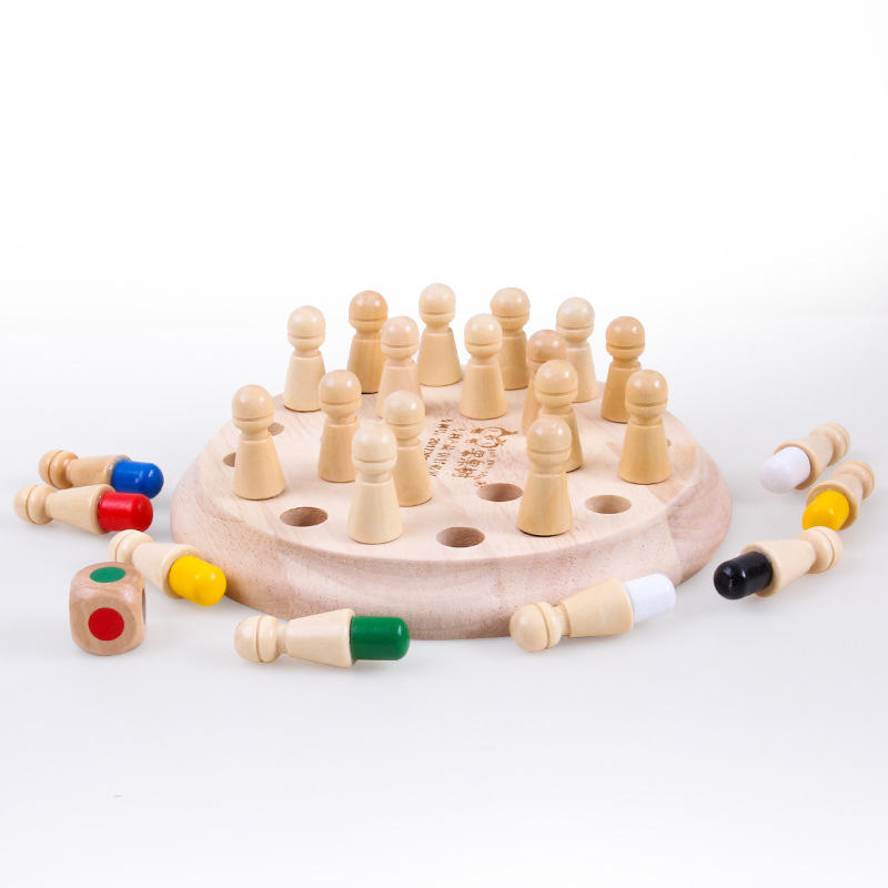 Non-Toxic Memory Chess Puzzle Toy - Beech Wood Educational Game for Logical Thinking