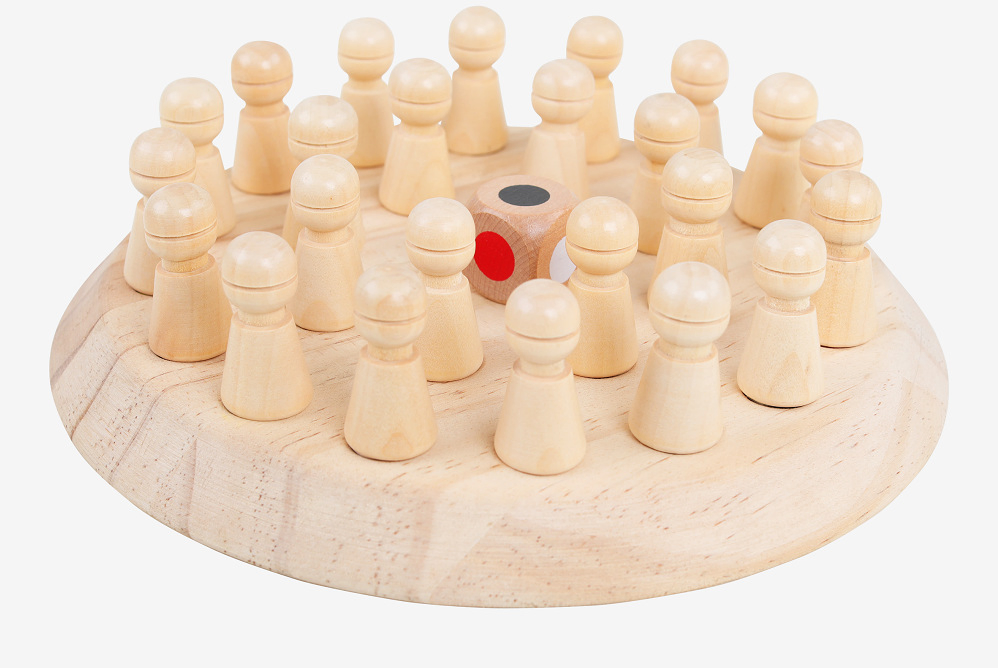 Non-Toxic Memory Chess Puzzle Toy - Beech Wood Educational Game for Logical Thinking
