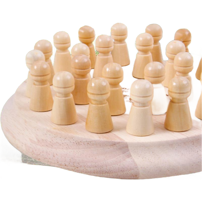 Non-Toxic Memory Chess Puzzle Toy - Beech Wood Educational Game for Logical Thinking