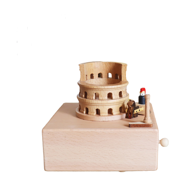 Mini Leaning Tower of Pisa Wooden Music Box - 11x11x17cm Educational Puzzle Toy for Kids