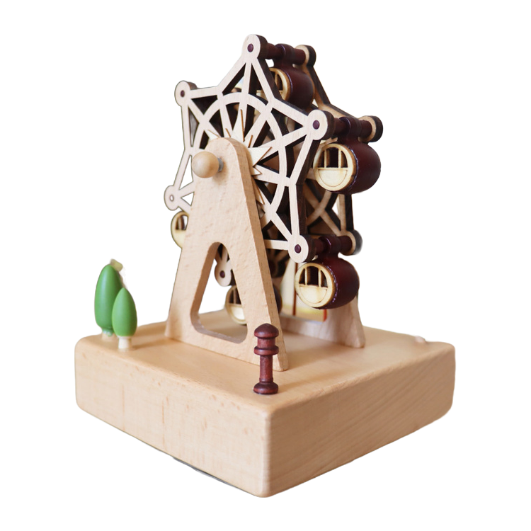 Mini Leaning Tower of Pisa Wooden Music Box - 11x11x17cm Educational Puzzle Toy for Kids