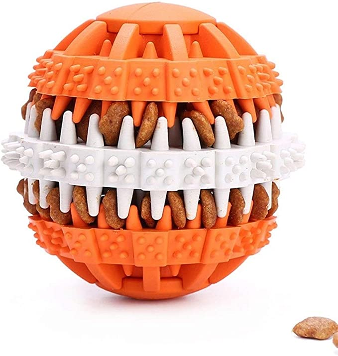 Small Dog Pet Cleaning Balls Toys - Rubber Chew Food Training Toy for Puppies