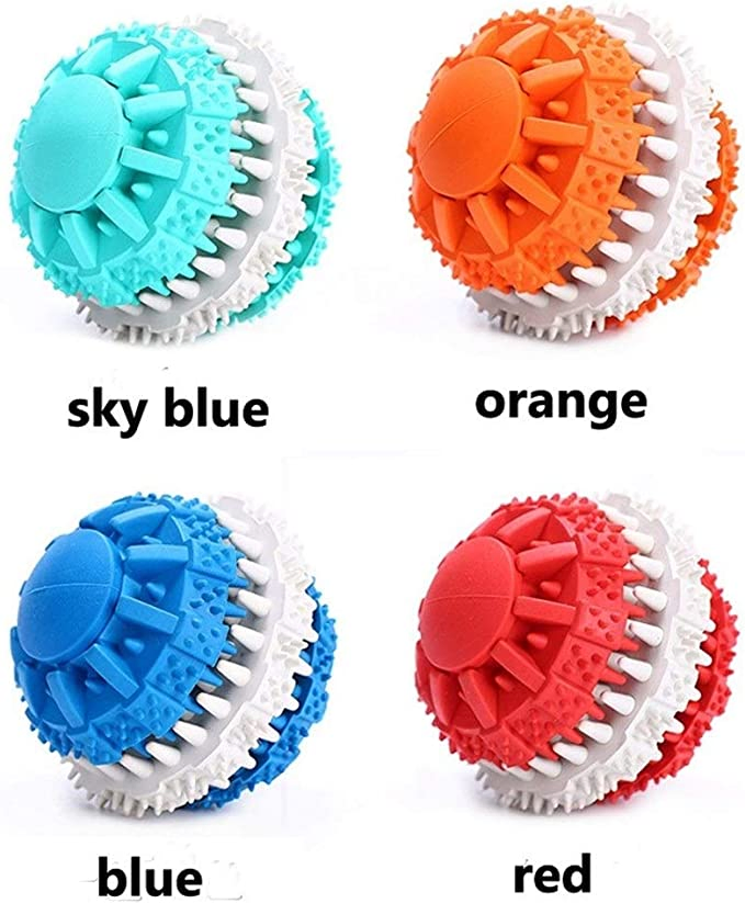 Small Dog Pet Cleaning Balls Toys - Rubber Chew Food Training Toy for Puppies