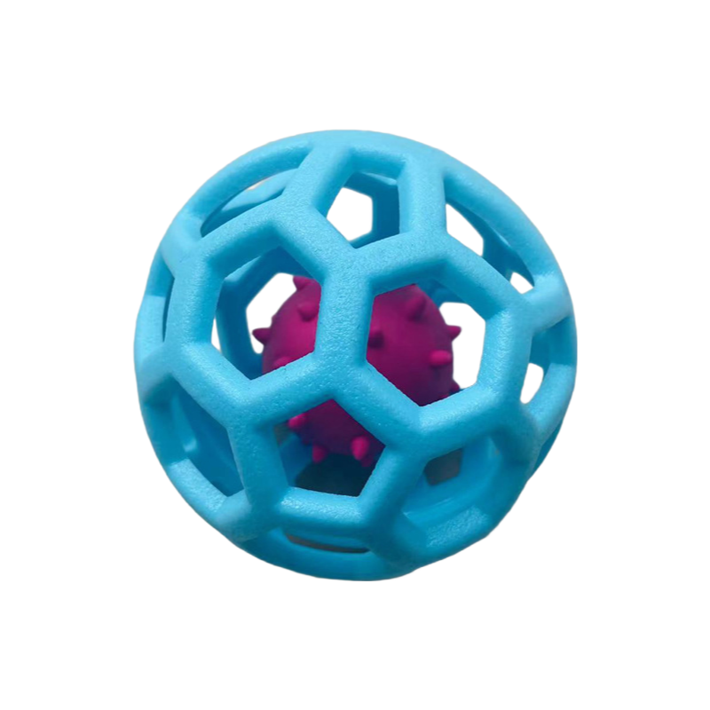 Natural Rubber Interactive Dog Chew Toy - Durable Pet Ball for Play & Teeth Cleaning