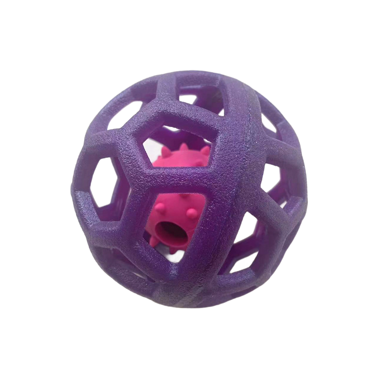 Natural Rubber Interactive Dog Chew Toy - Durable Pet Ball for Play & Teeth Cleaning