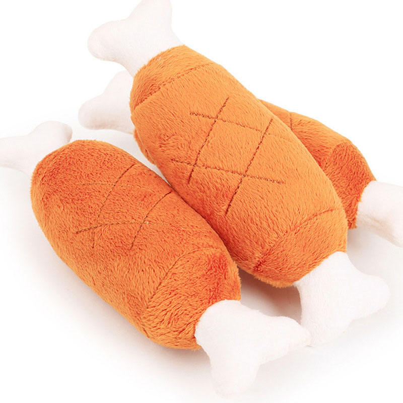 Bulk Supply 20cm Plush Chicken Leg Dog Chew Toy with Squeaker for Pet Stores