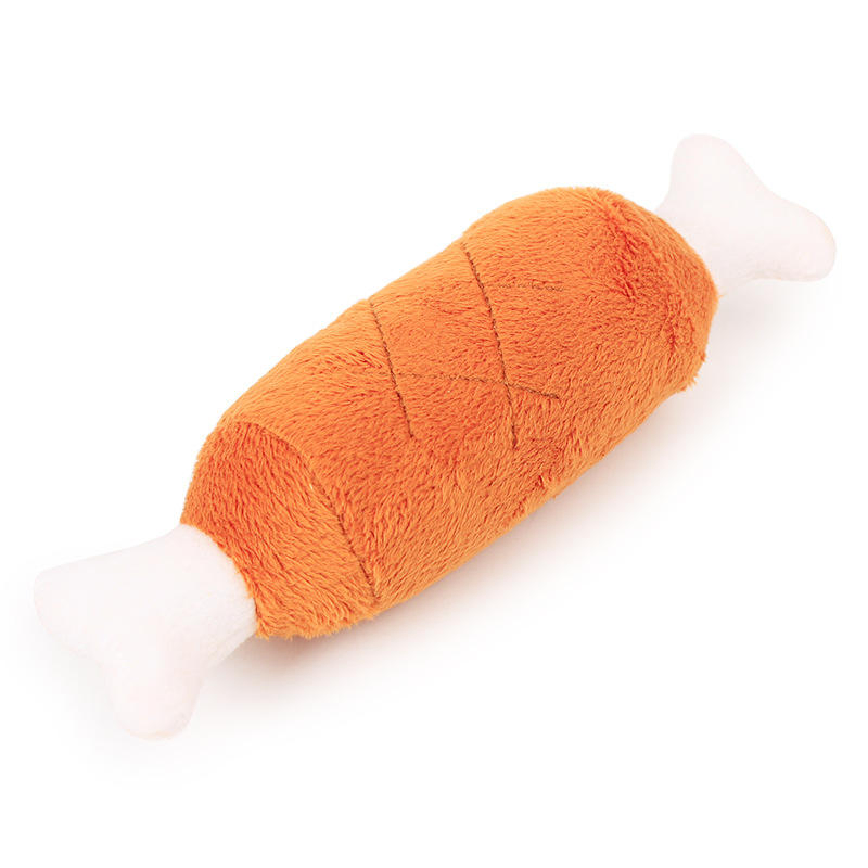 Bulk Supply 20cm Plush Chicken Leg Dog Chew Toy with Squeaker for Pet Stores
