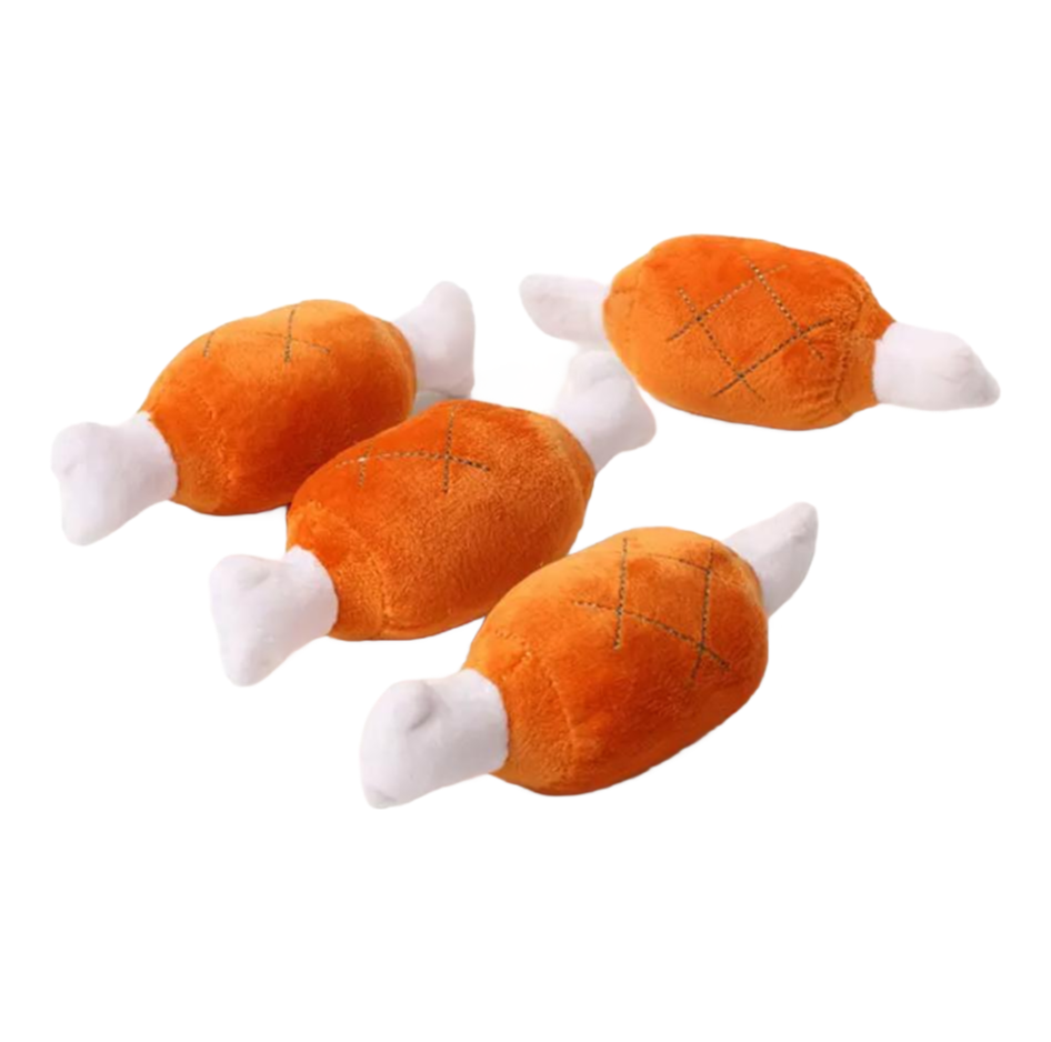 Bulk Supply 20cm Plush Chicken Leg Dog Chew Toy with Squeaker for Pet Stores