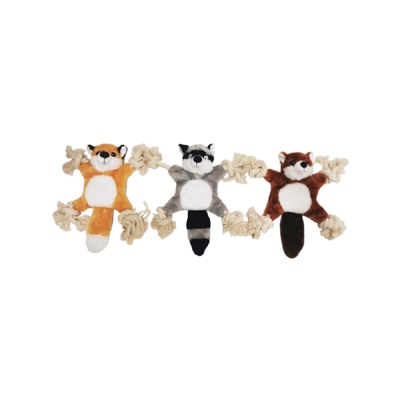 Premium Plush Dog Toys with Squeakers - 18 Inch Fox Raccoon Squirrel Design for Medium Dogs