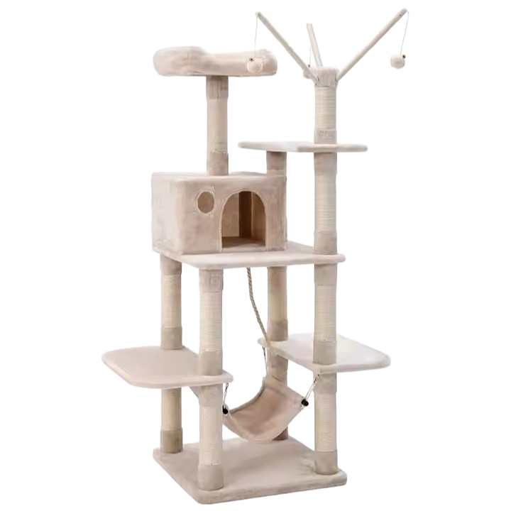 Sturdy Multi-Level Cat Tower with Plush Perches and Sisal Scratching Posts - OEM Available
