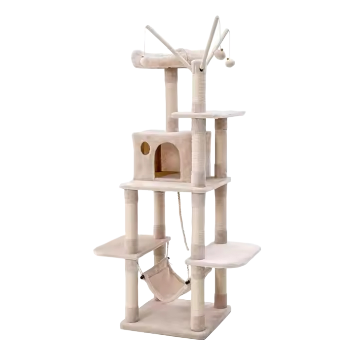 Sturdy Multi-Level Cat Tower with Plush Perches and Sisal Scratching Posts - OEM Available