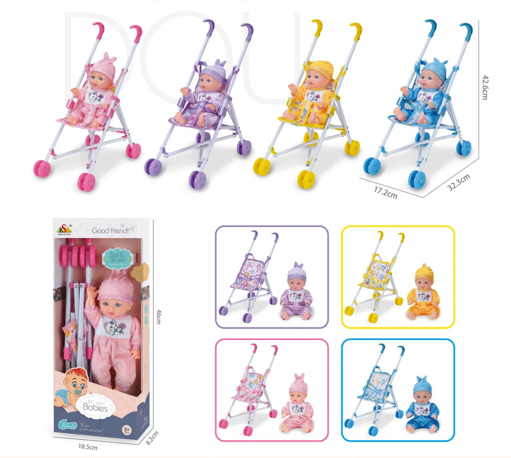 10 Inch Interactive Baby Doll with Toy Car | Open/Close Eye Plastic Toy for Kids