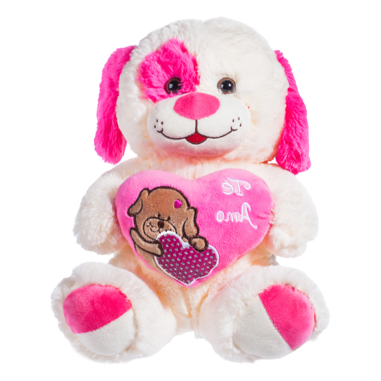 Premium Quality 30cm Valentine's Day Plush Dog Toy with Custom Logo Option