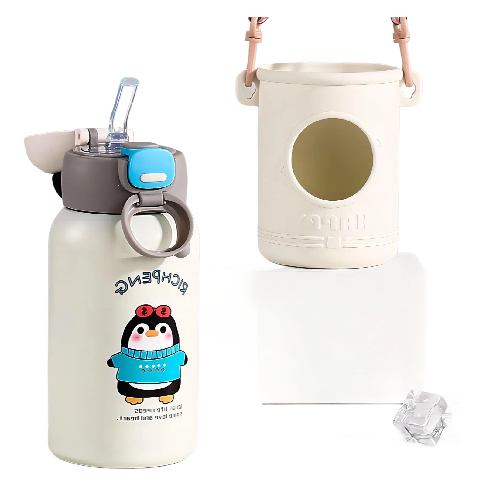 Premium 500ml Kids Thermos Stainless Steel Vacuum Flask with Straw for School and Outdoor