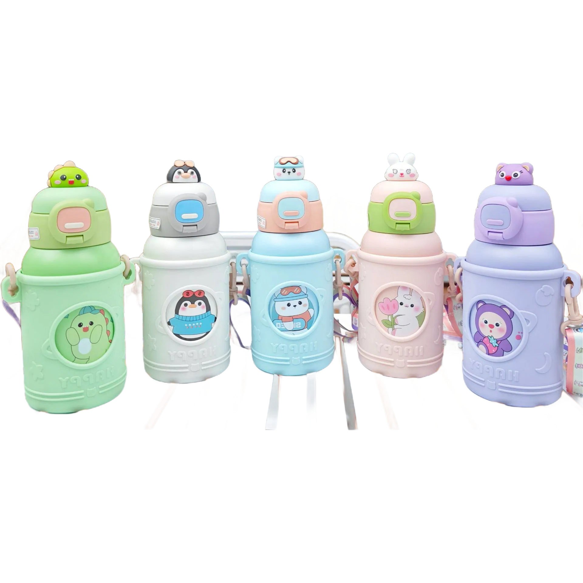 Premium 500ml Kids Thermos Stainless Steel Vacuum Flask with Straw for School and Outdoor