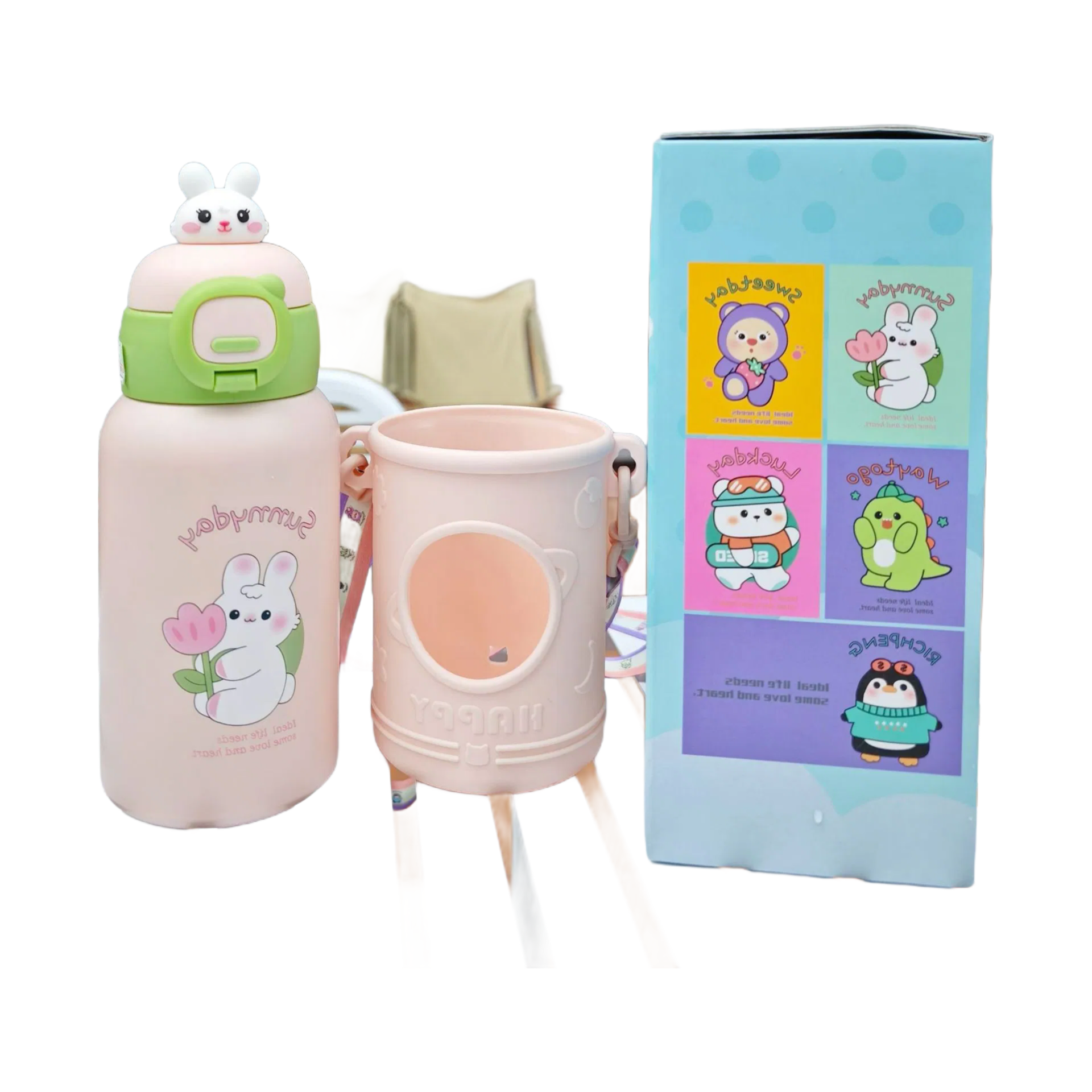 Premium 500ml Kids Thermos Stainless Steel Vacuum Flask with Straw for School and Outdoor