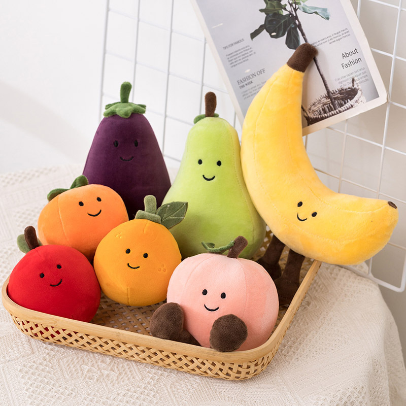 Custom Fruit Plush Toys Wholesale - Soft Stuffed Eggplant Honey Peach Banana Pear Dolls for OEM