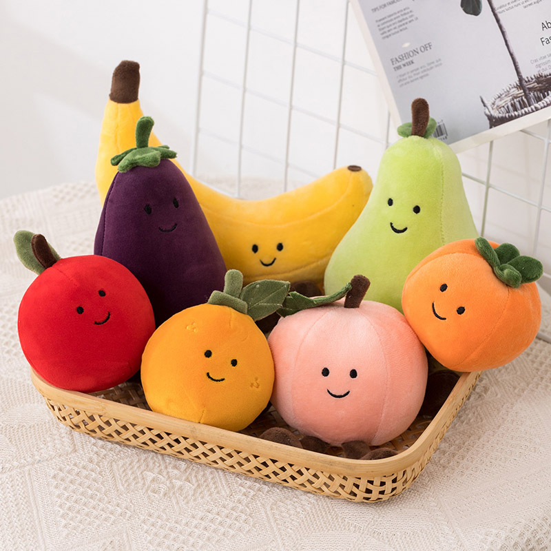 Custom Fruit Plush Toys Wholesale - Soft Stuffed Eggplant Honey Peach Banana Pear Dolls for OEM