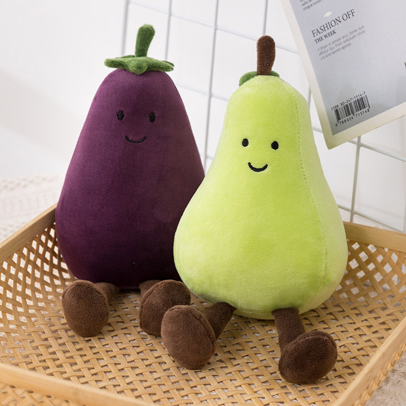 Custom Fruit Plush Toys Wholesale - Soft Stuffed Eggplant Honey Peach Banana Pear Dolls for OEM