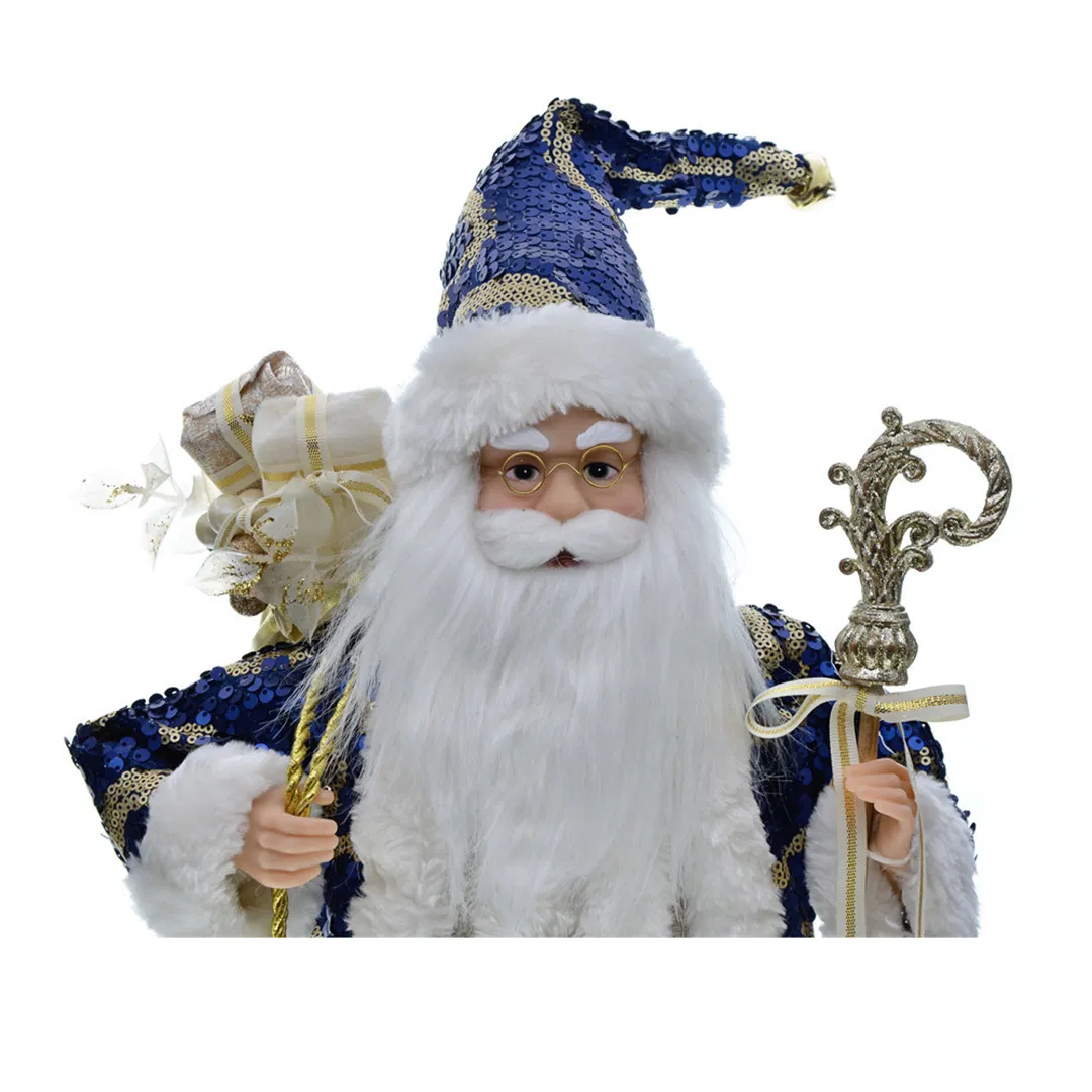 45cm Blue Sequins Santa Claus Doll - Premium Christmas Decoration Ornament