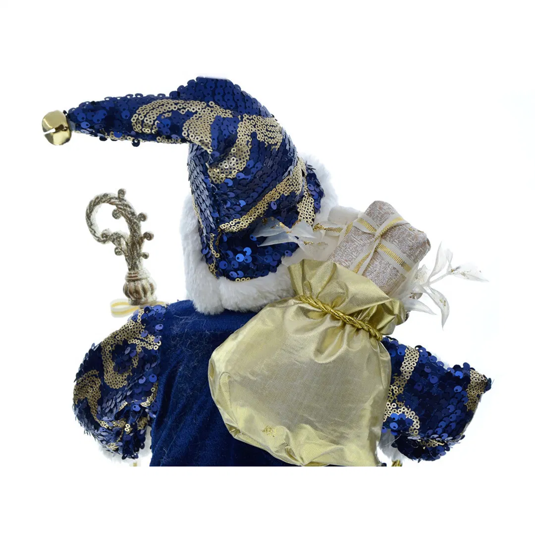 45cm Blue Sequins Santa Claus Doll - Premium Christmas Decoration Ornament